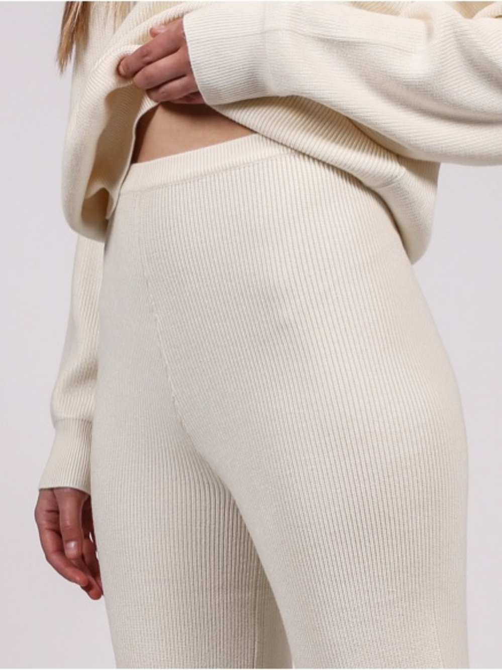 BNWT Brunette The Label Ribbed Knit Pants Cream | Size XL/2XL - Picture 2 of 7